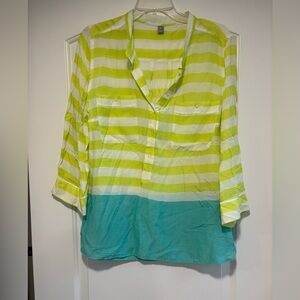 Striped Green and Blue Women's Blouse